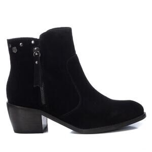CARMELA | Woman’s Suede Leather Bootie Black Made in Spain | Size 39 8.5